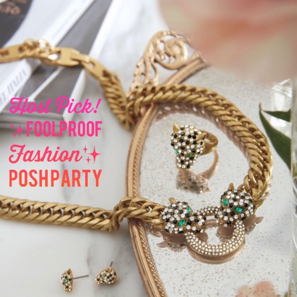 Stella & Dot Jewelry - Stella & Dot | 🐯Roar Gold Link Doorknocker Jeweled NEW Statement Necklace